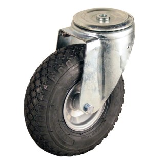 Lenkrolle 3.00-4 2.10x4 ET0 NL69mm Stahl V-6605 Grau 91 Plattenbefestigung Rollenlager