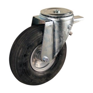 roulette pivotante avec frein 3.00-4 2.10x4 ET0 NL69mm métal V-5501 gris 91 montage de la plaque roulement à rouleaux