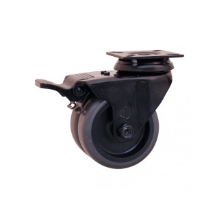 roulette pivotante avec frein 50mm Novio Noir serie 68-62 montage de la plaque palier lisse