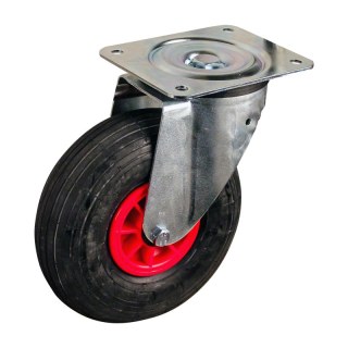 Lenkrolle 3.00-4 2.10x4 ET0 Rollenlager Ø20 NL75mm Kunststoff V-5501 Rot 91 Plattenbefestigung Rollenlager