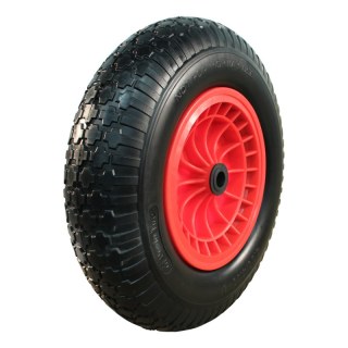 pneu en PU + roue + roulement à rouleaux Ø25 NL75mm plastique Rouge 4.00x8 bloc 2.50Ax8