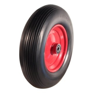 PU Reifen + Rad + Kugellager Ø20 NL75mm Stahl Rot 4.00x8 Rillen 2.50Ax8