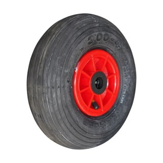 air tire + wheel 3.00-4 2.10x4 ET0 roller bearing Ø20 NL75mm plastic S-2301 red