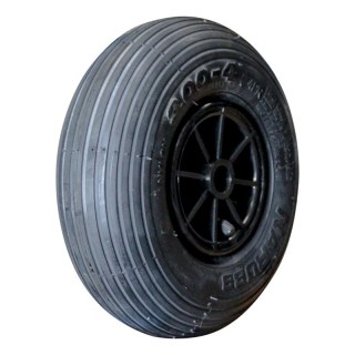 air tire + wheel 3.00-4 2.10x4 ET0 plain bore Ø20 NL75mm plastic S-2301 black