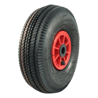 pneu + roue 4.10/3.50-4 2.10x4 ET0 roulement à rouleaux Ø20 NL75mm plastique V-6603 Rouge