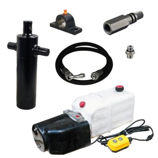 kit vérin de levage à 3 étages, course 686 mm, 4,1 tonnes + pompe électrique 6 L + tuyau 2000 mm + protection anti-rupture de tuyau