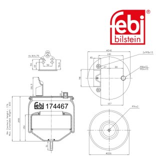 Luftfederbalg mit Stahlkolben und Kolbenstange