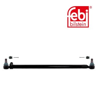 Barre de direction avec écrous crénelés et goupilles fendues, entre boîtier direction et premier bras de renvoi