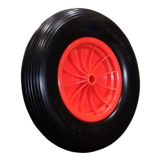 PU Reifen + Rad + Gleitlager Ø20 NL75mm Kunststoff Rot 4.00x8 Rillen 2.50Ax8