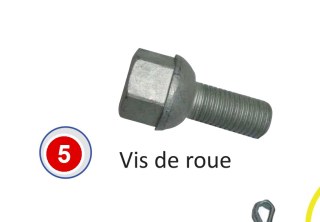 LOT DE 5 VIS DE ROUE M14x1.5 SPHERIQUE AUTOFLEX (CLE 19)